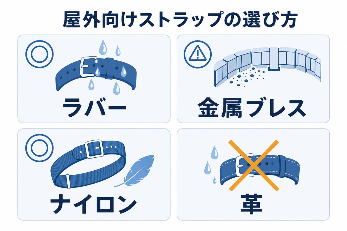 汗や水に強いラバーストラップという選択肢