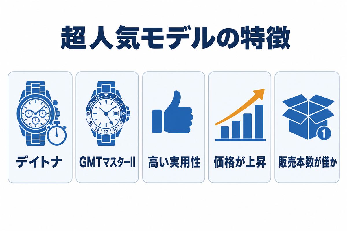 デイトナ・GMTマスターIIなどの超人気モデルとは